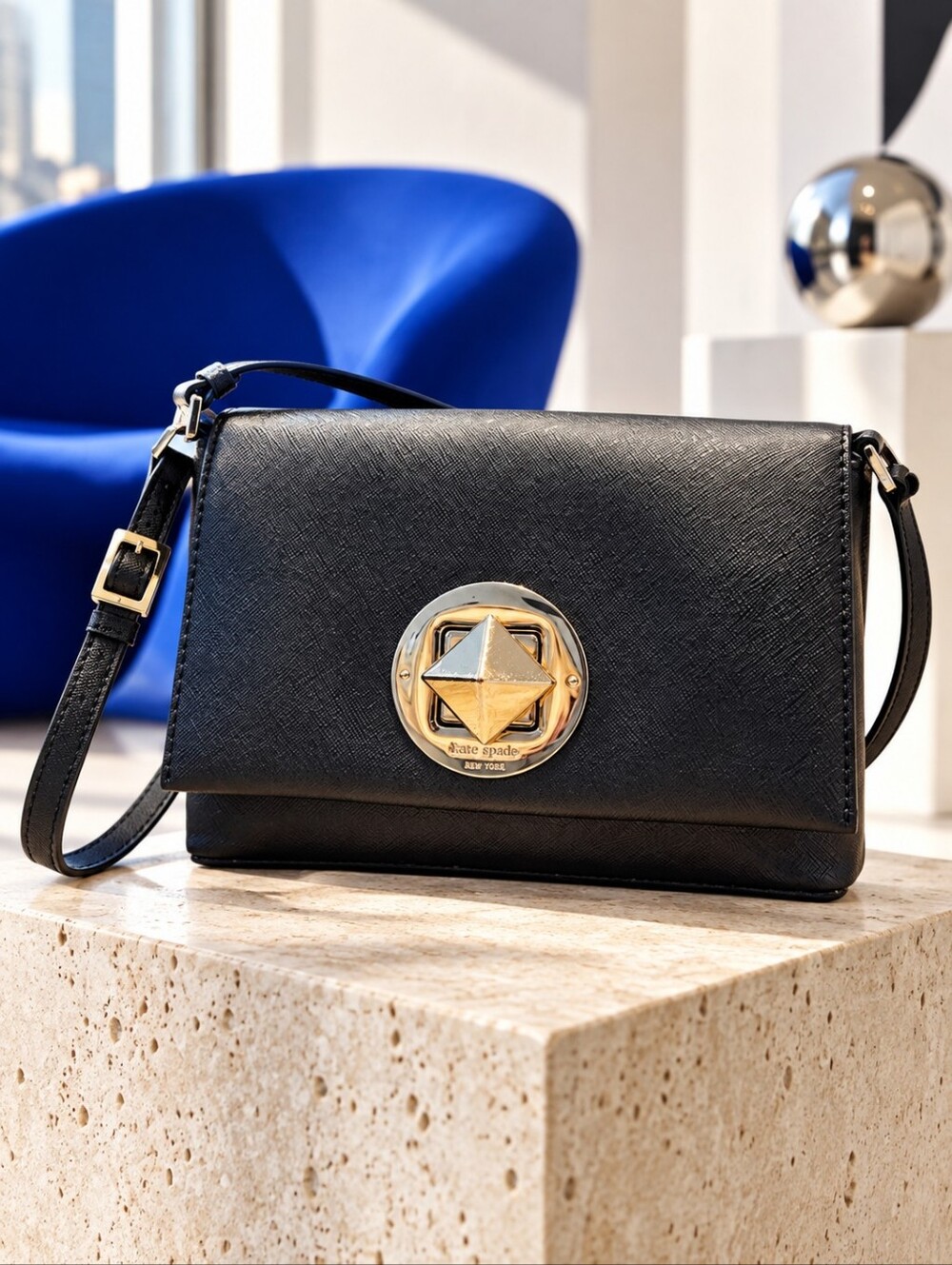 Kate Spade Newbury Lane Sally Black Saffiano Leather Crossbody WKRU3430